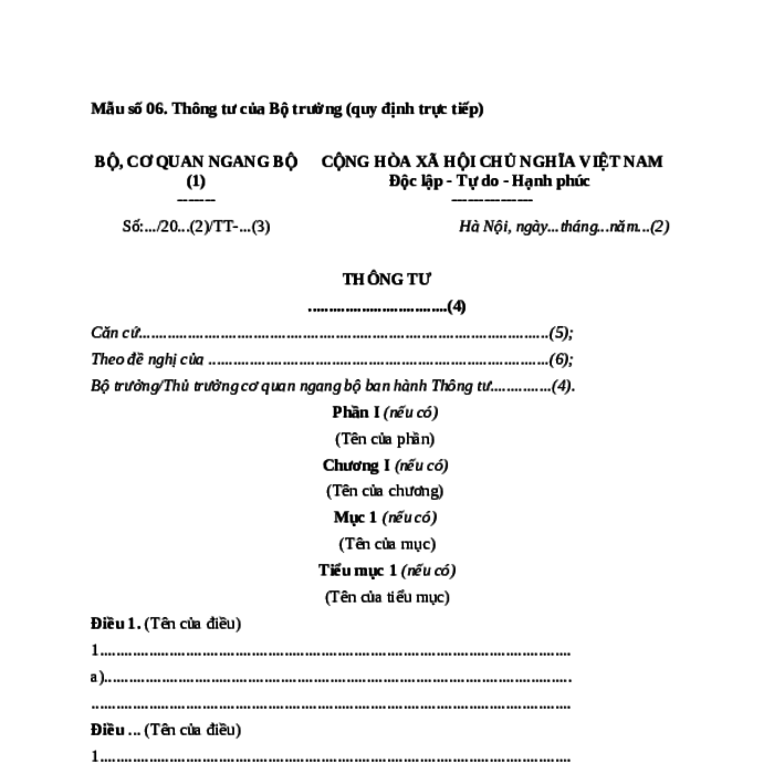 MẪU THÔNG TƯ CỦA BỘ TRƯỞNG (QUY ĐỊNH TRỰC TIẾP) DO BỘ NÔNG NGHIỆP VÀ MÔI TRƯỜNG BAN HÀNH