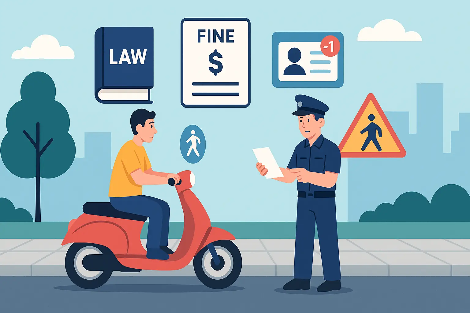 Chạy xe máy trên lề đường có bị tước giấy phép lái xe không.webp