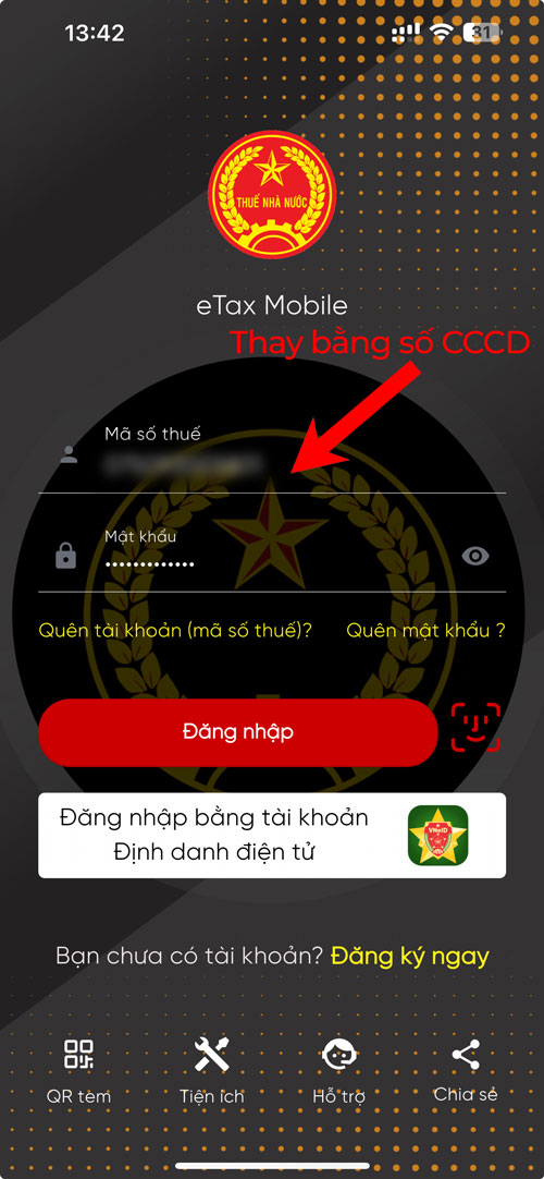 Thay MST cá nhân bằng số CCCD