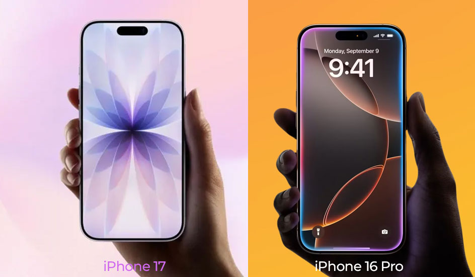 Ảnh thumbnail so sánh iPhone 17 (trái) vs iPhone 16 Pro (phải)