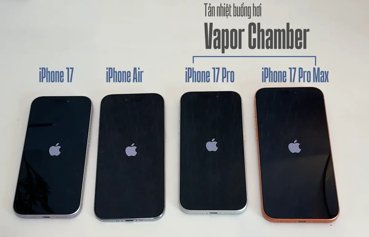 Ảnh chụp bài test khởi động lại iPhone 17, iPhone Air, iPhone 17 Pro, iPhone 17 Pro Max