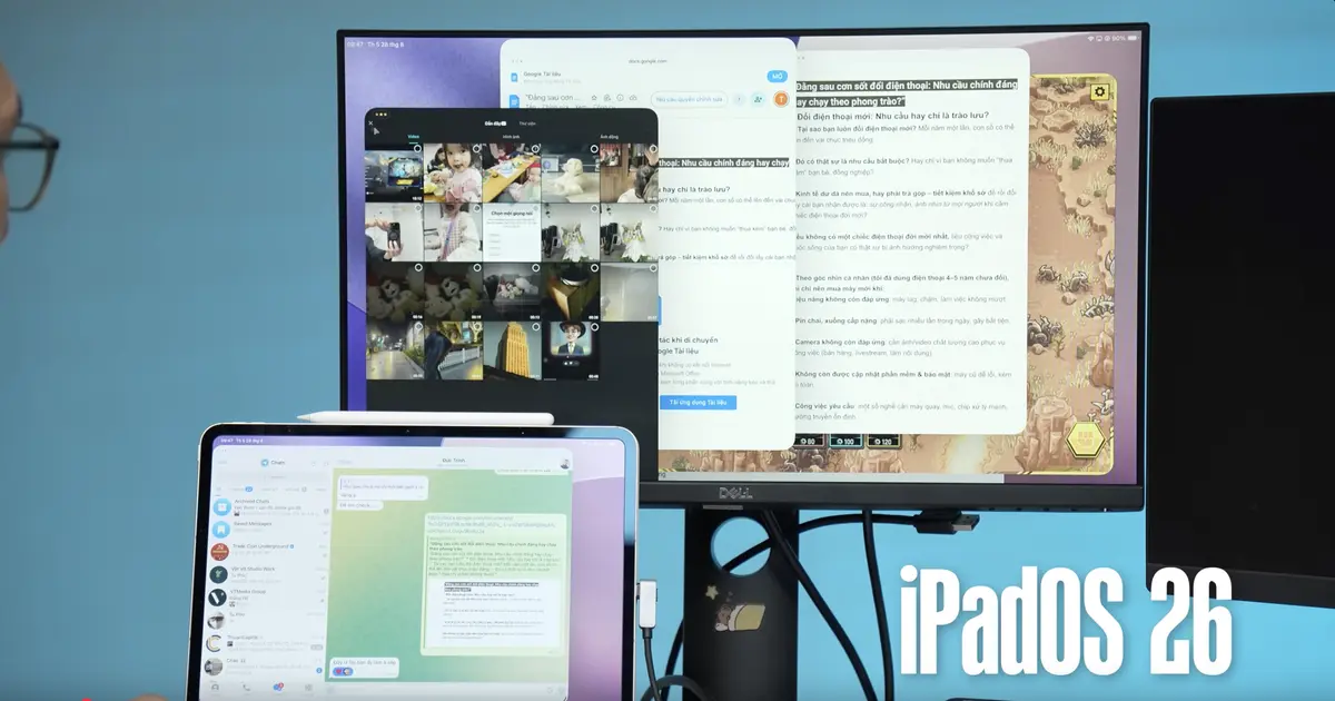 Ảnh chụp khả năng mở nhiều cửa sổ cùng 1 lúc (đa nhiệm) trên iPadOS 26