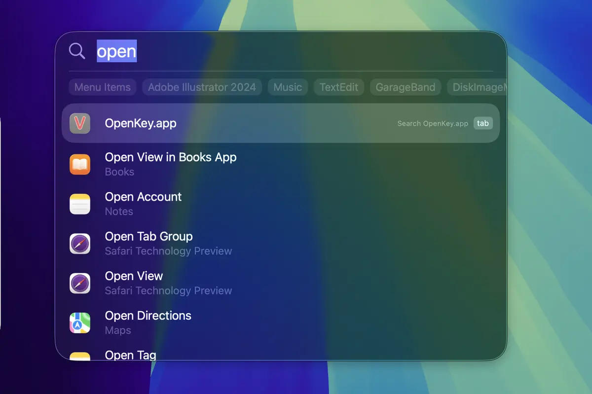 Mở OpenKey bằng Spotlight. Mở OpenKey lên