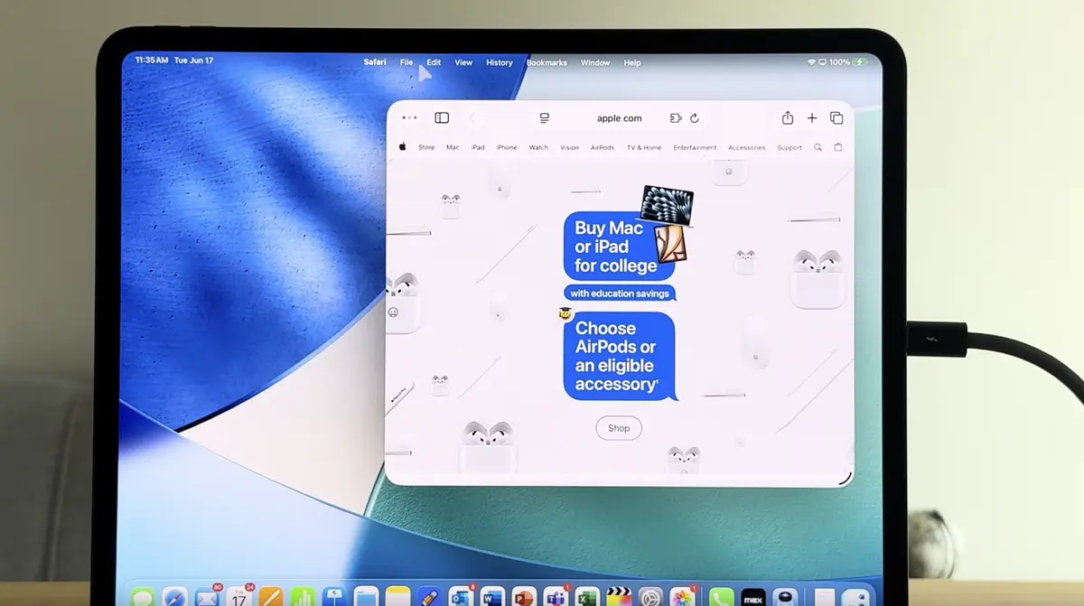 Thanh menu bar trên iPadOS 26
