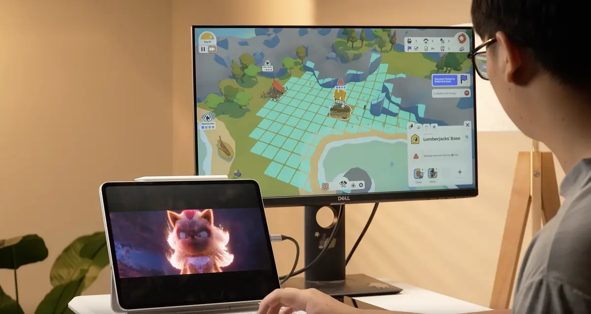 Vừa xem phim trên màn hình iPad, vừa chơi game trên màn hình ngoài