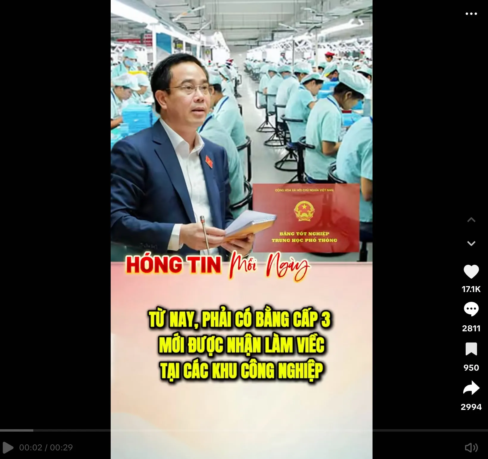 Thực hư về tin ‘phải có bằng cấp 3 mới được làm trong khu công nghiệp’