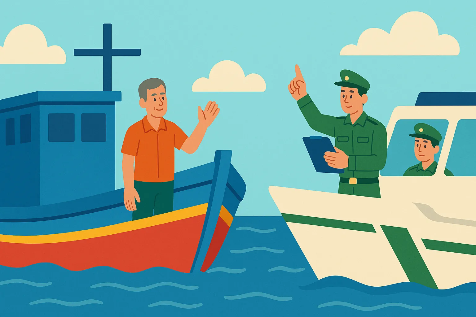 Tàu cá của ông Tâm bị xử phạt vì không treo Quốc kỳ khi ra khơi