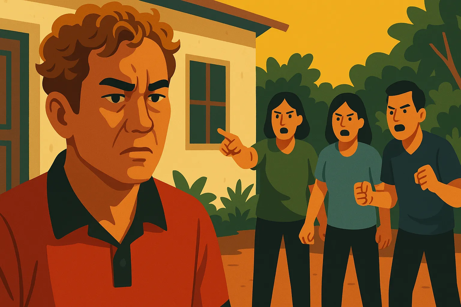 Tài xế Thành chạy ngang và phát sinh tranh cãi với ba chị em