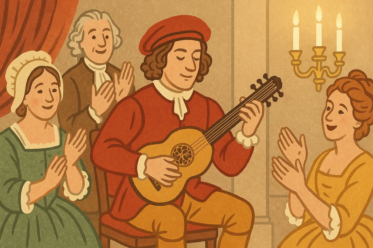 Trong thế kỷ 15–18 guitar có từ năm đến sáu dây