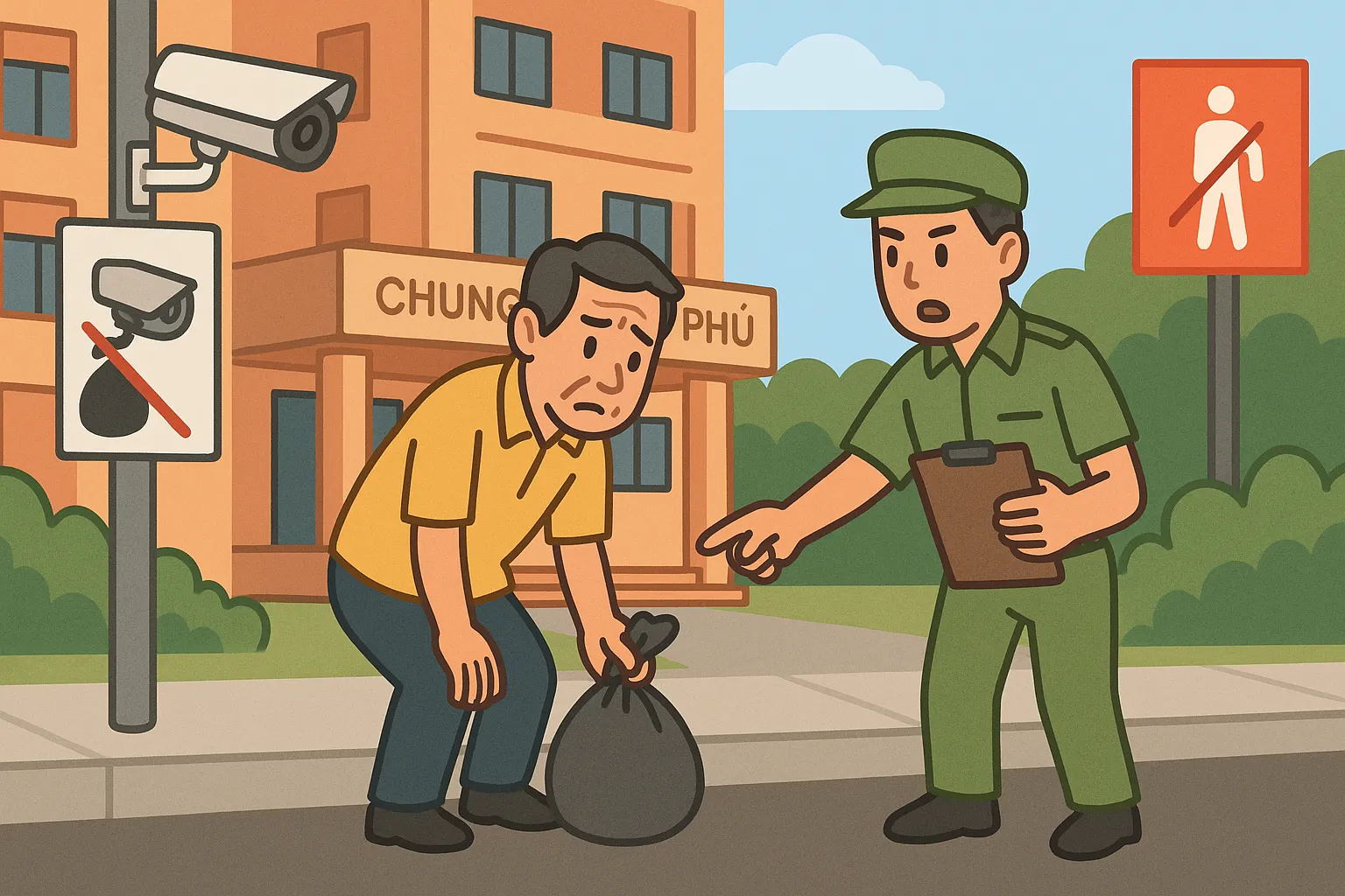 Người vi phạm bị camera ghi lại hành vi xả rác