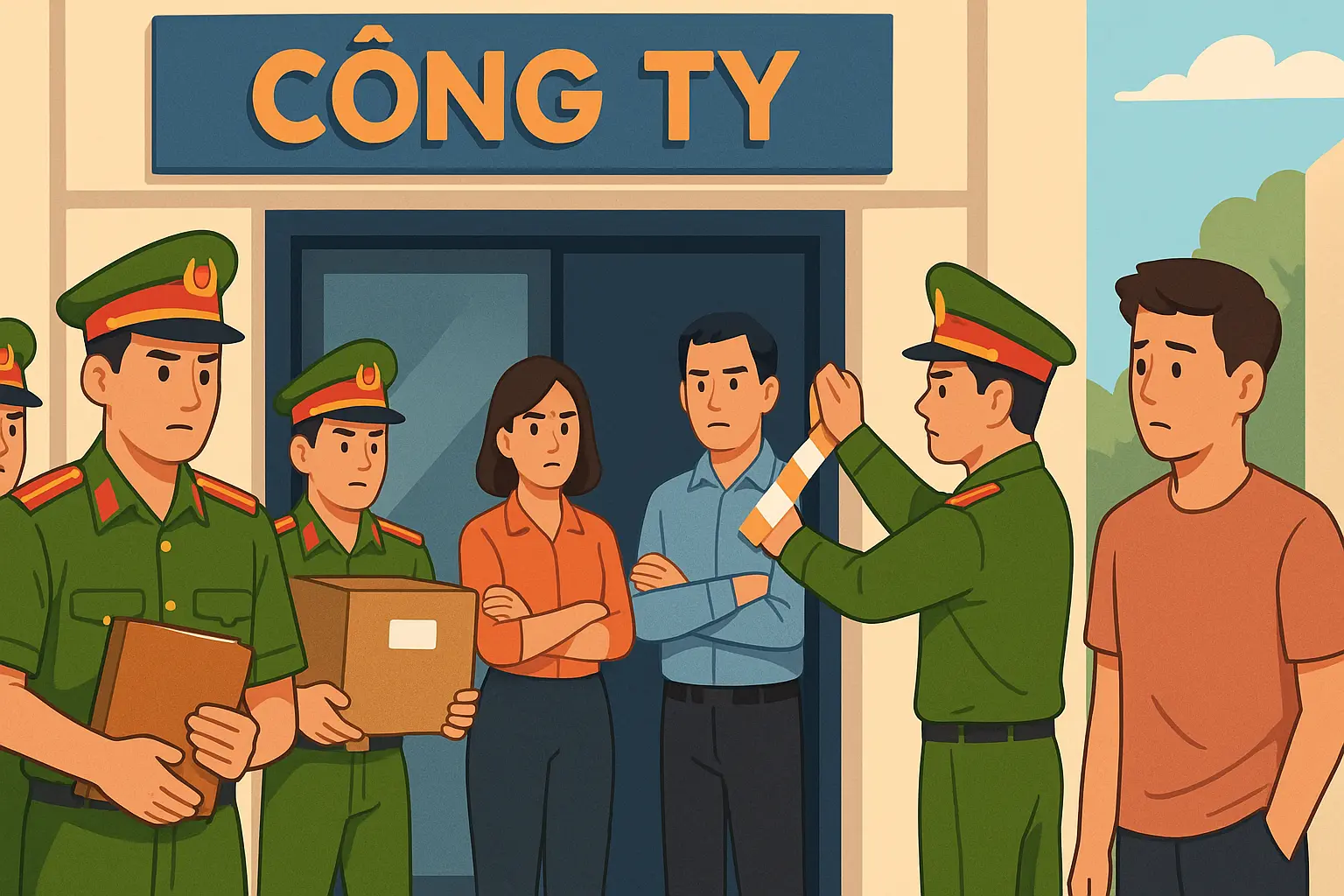 Công an tổ chức khám xét toàn bộ trụ sở