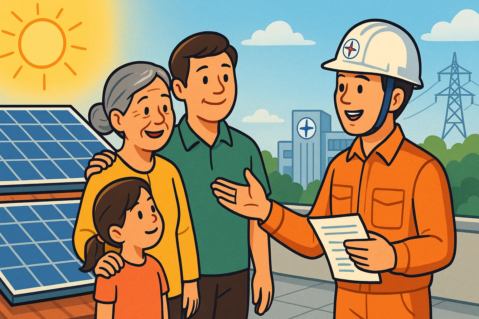 Gia đình bà Thu lắp đặt hệ thống điện mặt trời mái nhà