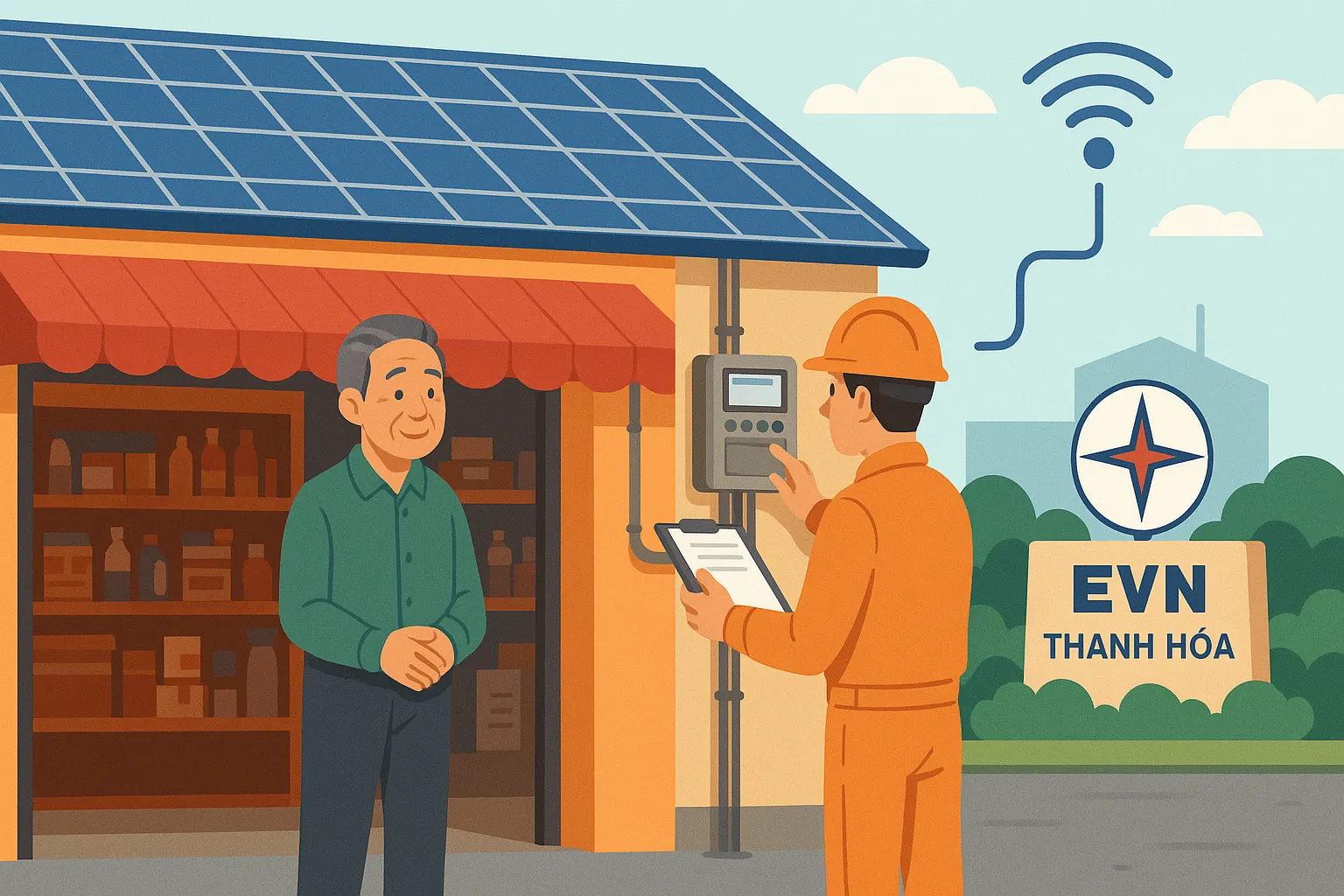 Ông Lâm lắp đặt hệ thống điện mặt trời mái nhà