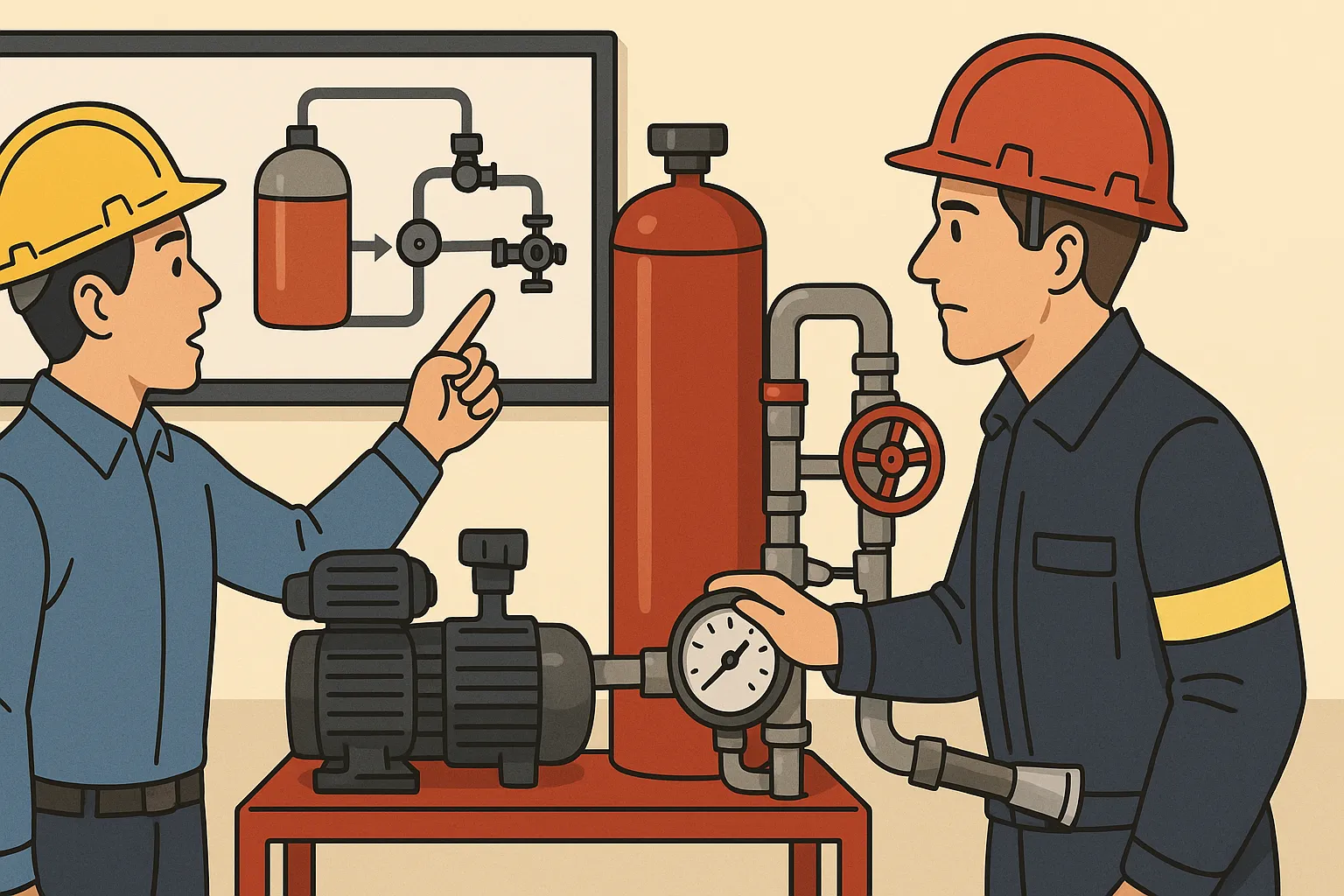 Hệ thống bọt khí nén trong xe chữa cháy bao gồm những bộ phận nào