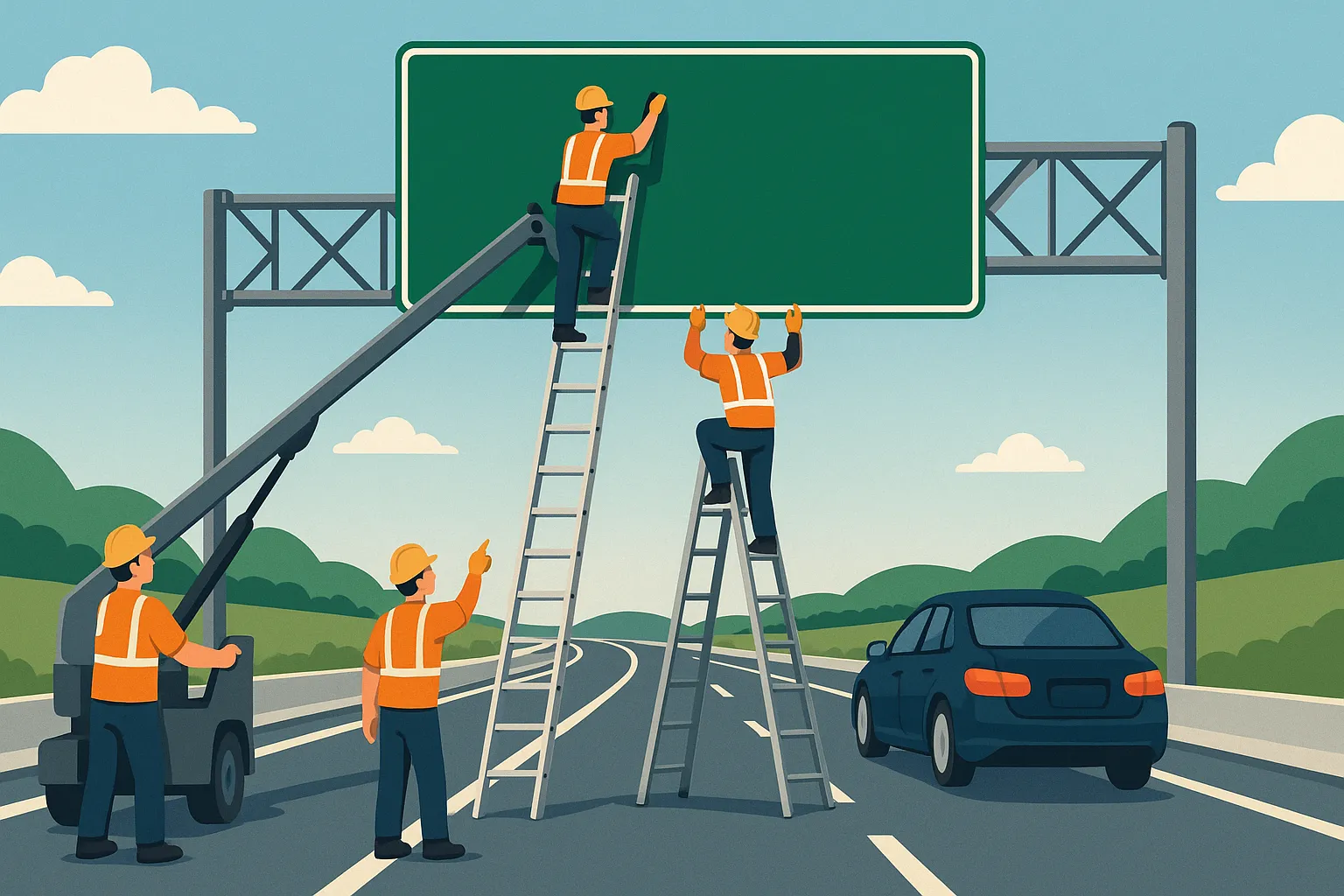 Công trình lắp đặt biển chỉ dẫn trên cao tốc Đà Nẵng Quảng Ngãi