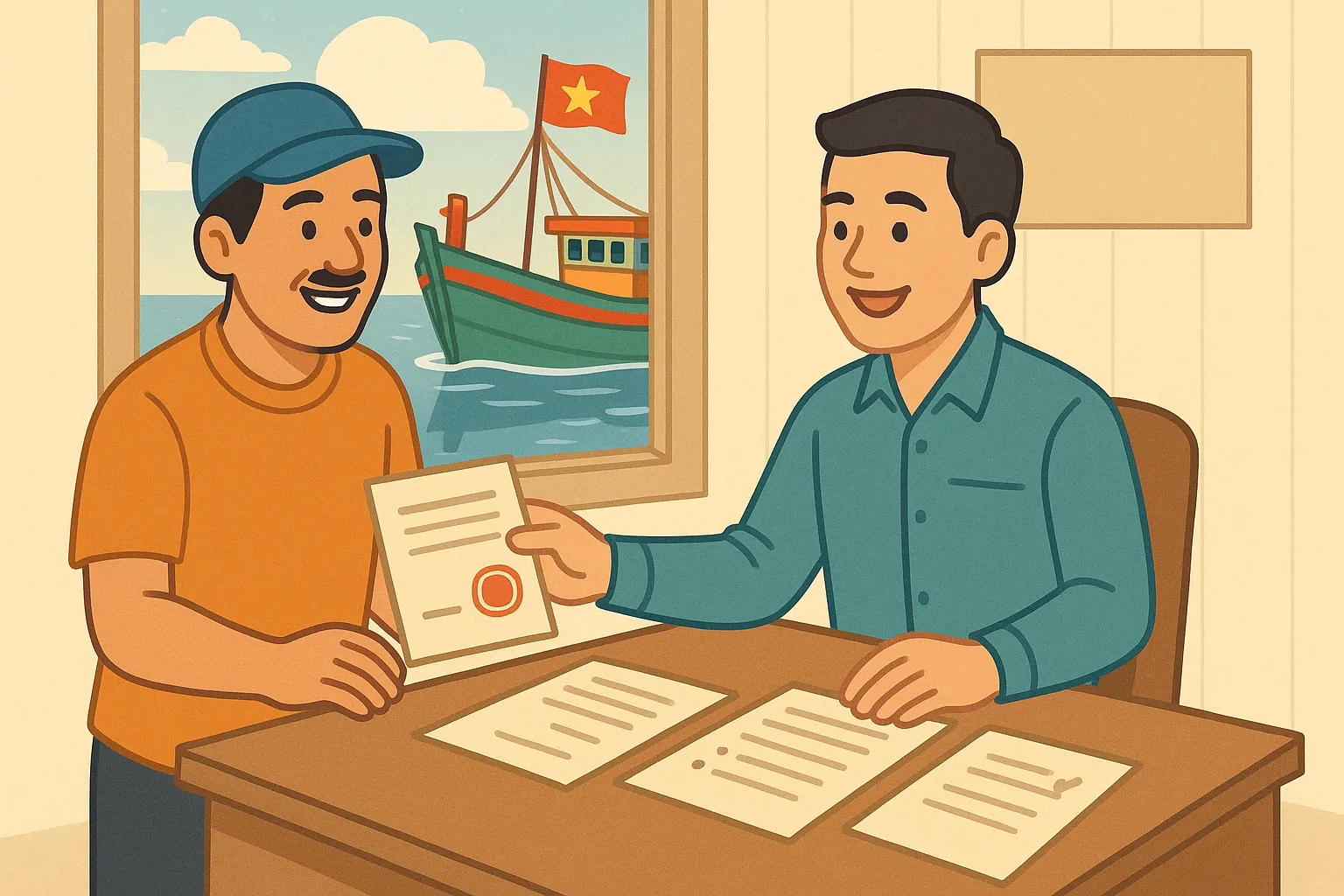 Anh Bình đăng ký tàu cá đánh bắt xa bờ