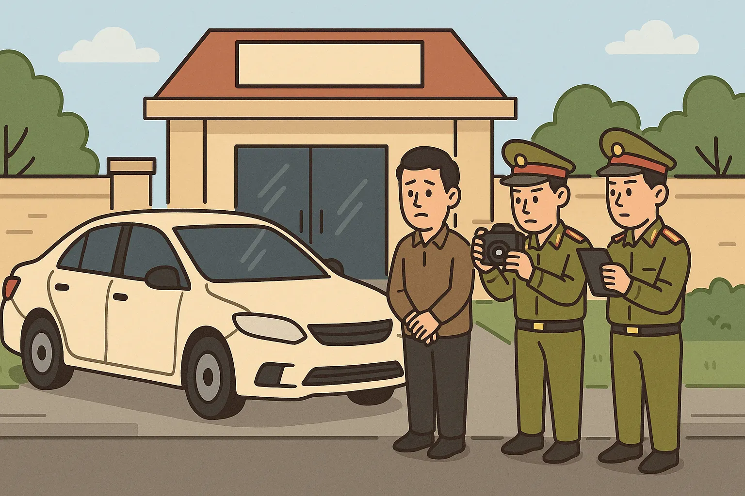 Anh Nguyễn Văn Long đỗ xe chắn lối ra vào của Ủy ban