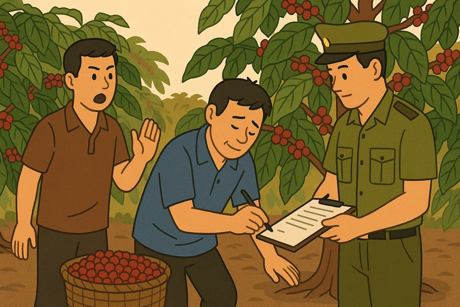 Người vi phạm bị phát hiện khi đang hái trộm cà phê