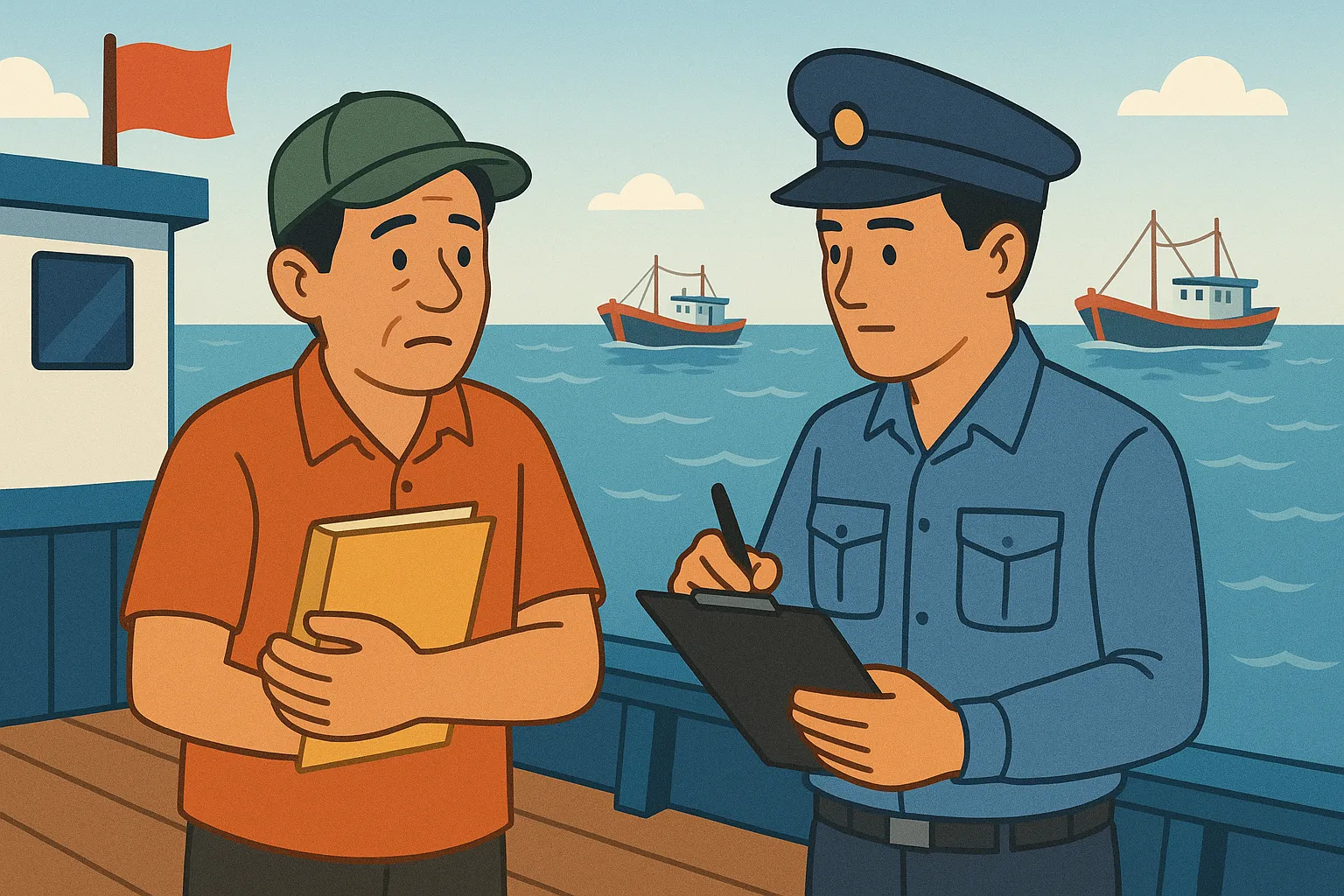 Ông Toản ra khơi nhưng quên mang theo giấy phép khai thác