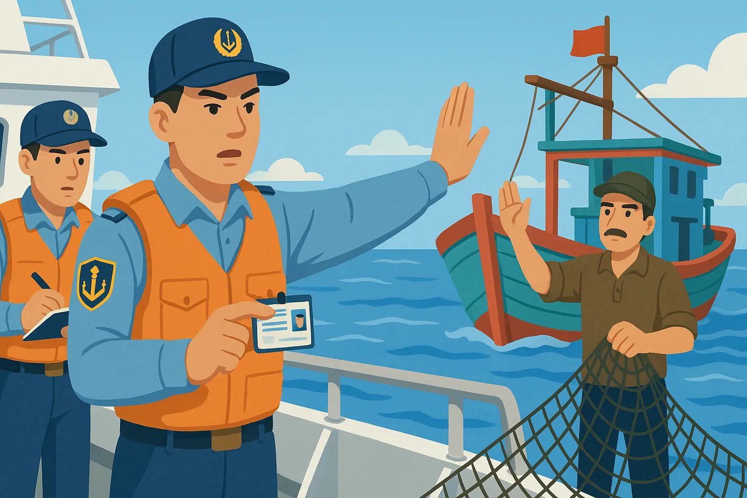 Ông Tùng tham gia tổ công tác tuần tra ven bờ