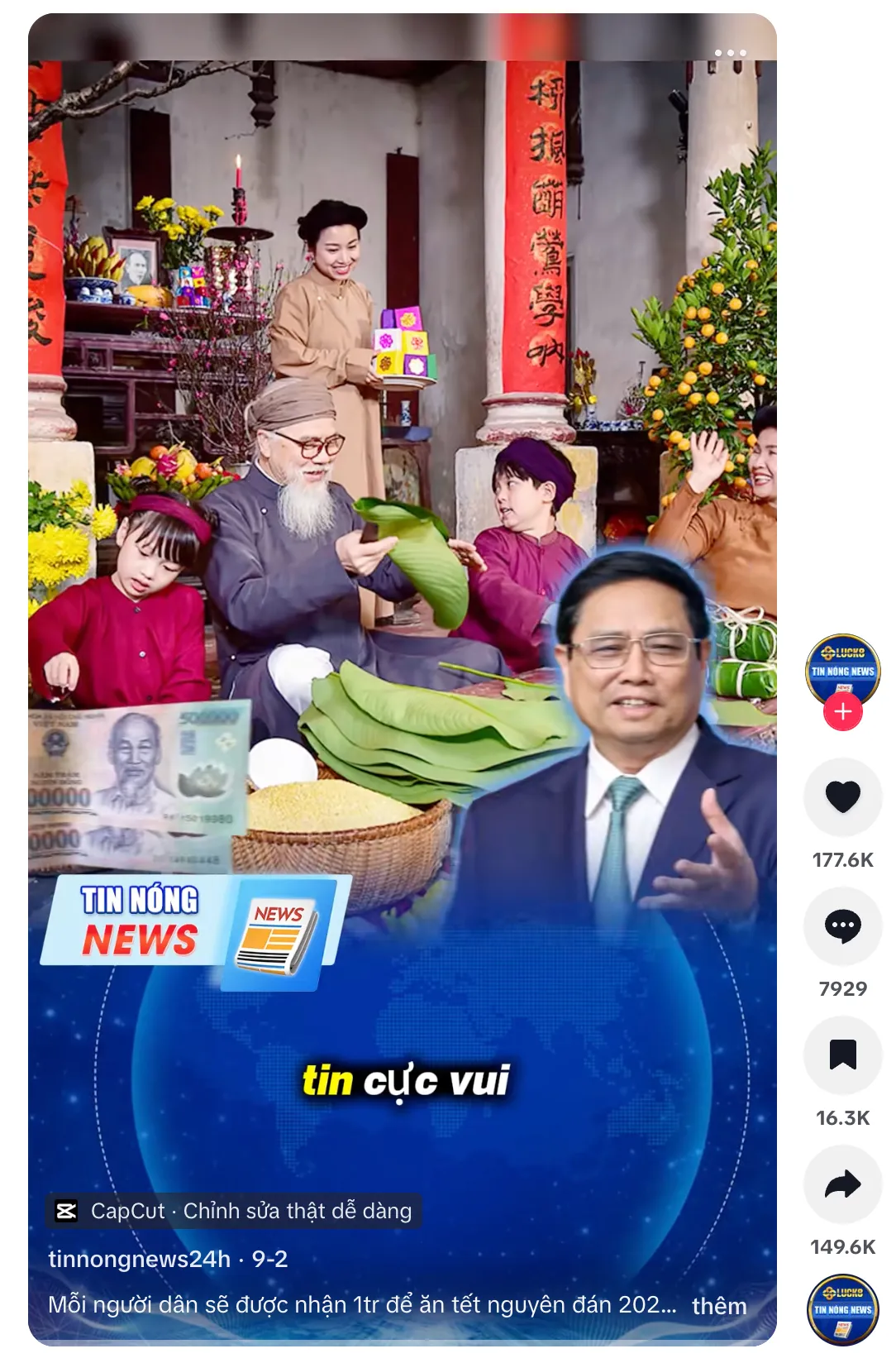 Tin đồn lì xì 1 triệu