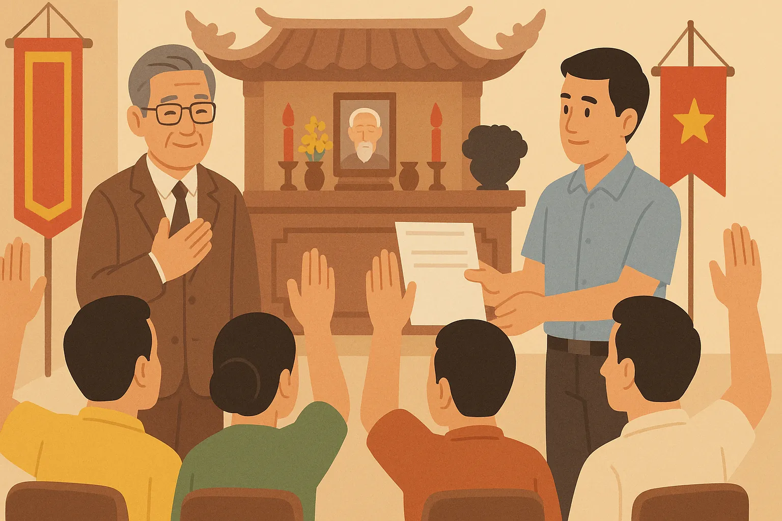 Ông Trần Văn Lợi được cộng đồng bầu làm người đại diện đình làng