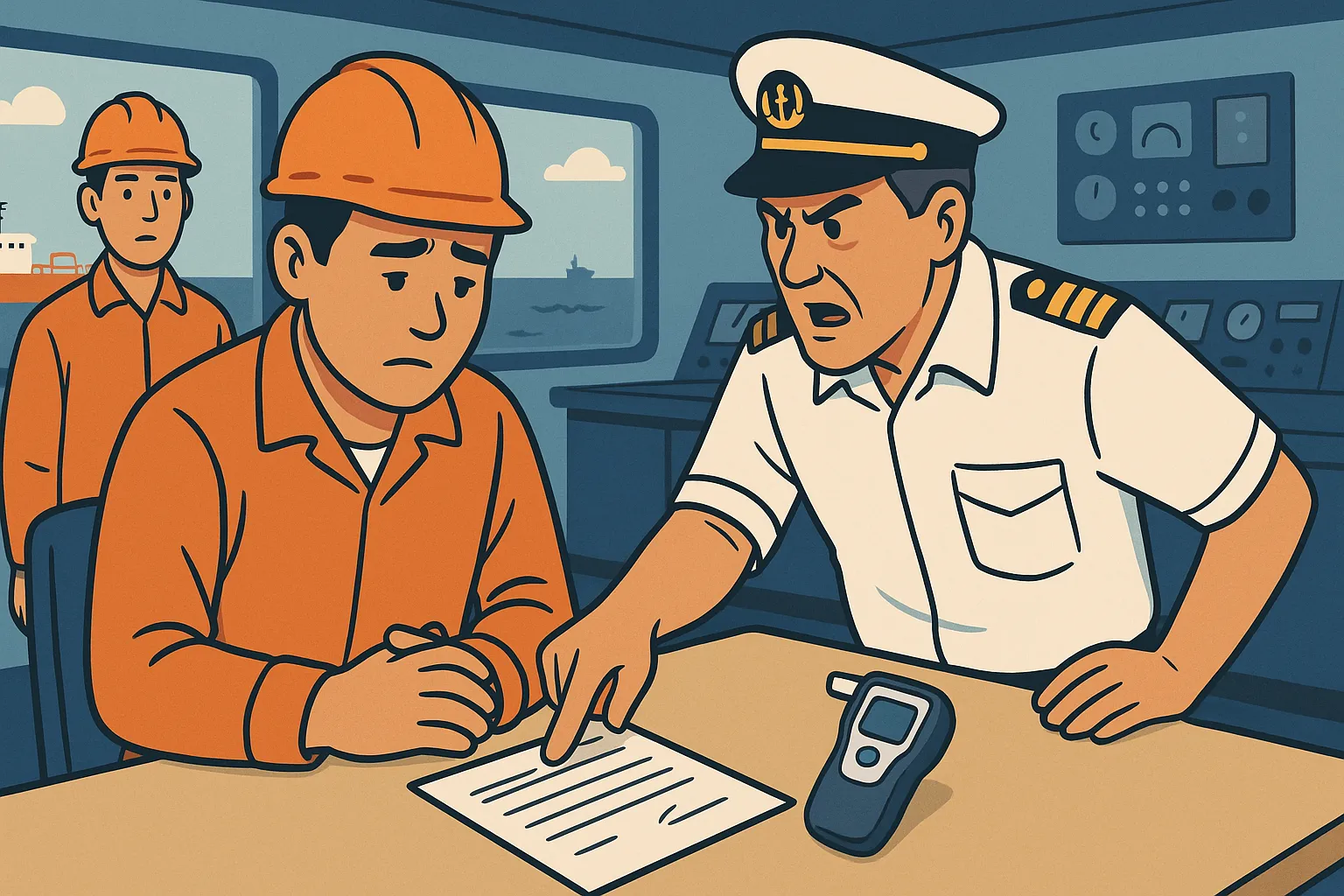 Thuyền viên uống rượu trong giờ trực ca