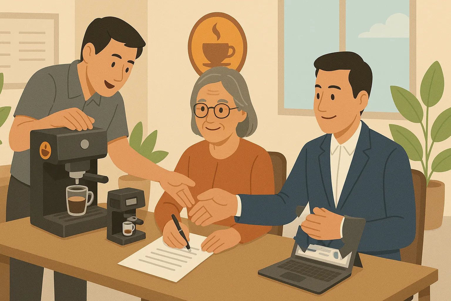 Bà Hạnh ký hợp đồng nhận quyền kinh doanh thương hiệu cà phê “Café Hương Việt”