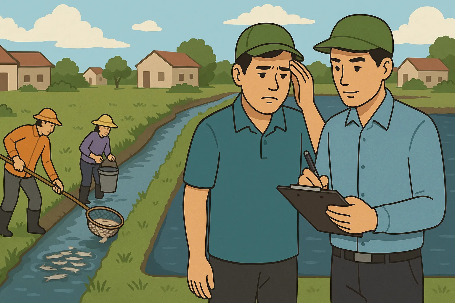 Anh Thành phát hiện tôm nuôi chết hàng loạt