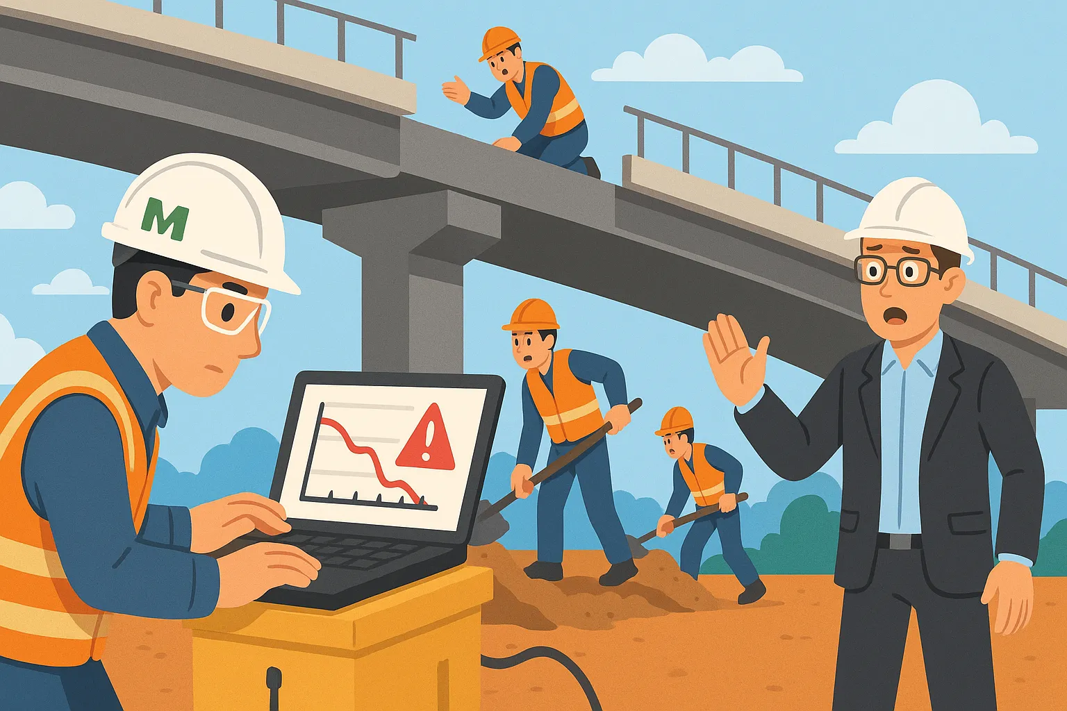 Nhà thầu chậm báo cáo kết quả quan trắc tại công trình cầu đường