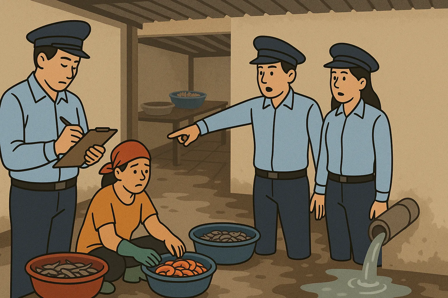 Cơ sở chế biến thủy sản không đạt chuẩn vệ sinh