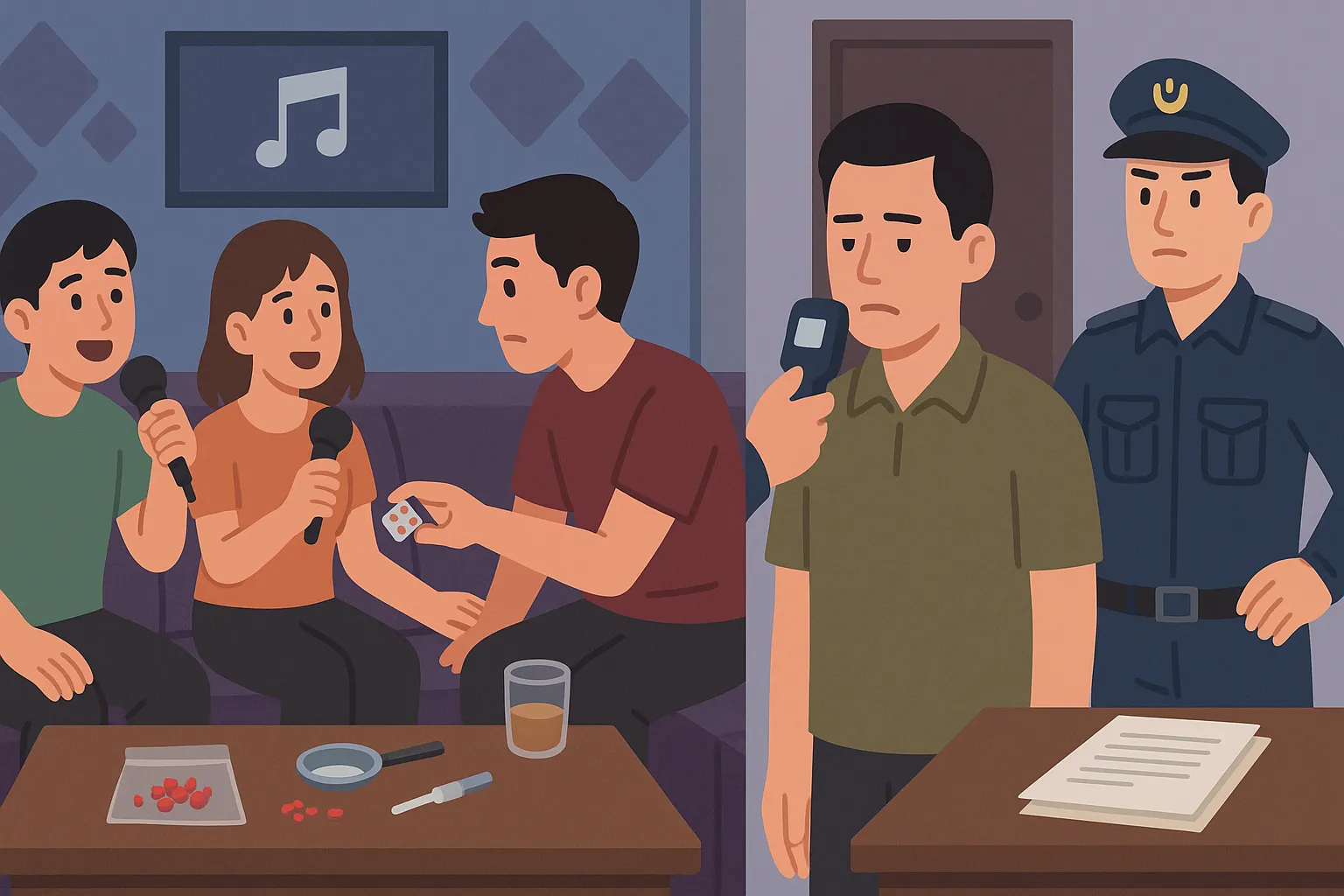 Anh Duy bị bạn rủ sử dụng hồng phiến tại quán karaoke