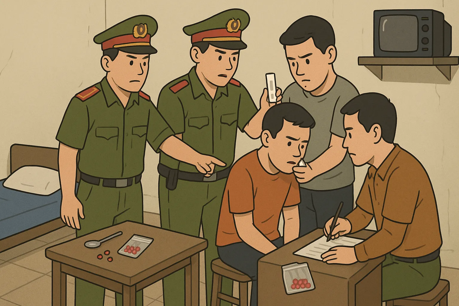 Anh Thành sử dụng hồng phiến trong phòng trọ