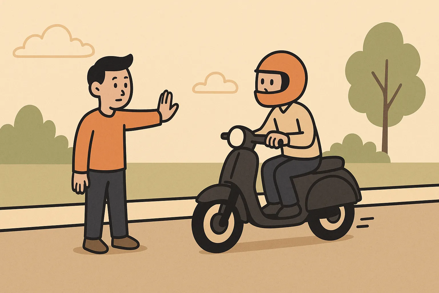 Tín hiệu bằng tay khi qua đường được hiểu như thế nào?