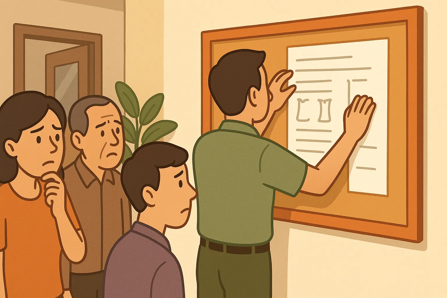 Cán bộ phường niêm yết danh sách đăng ký kết hôn tại trụ sở