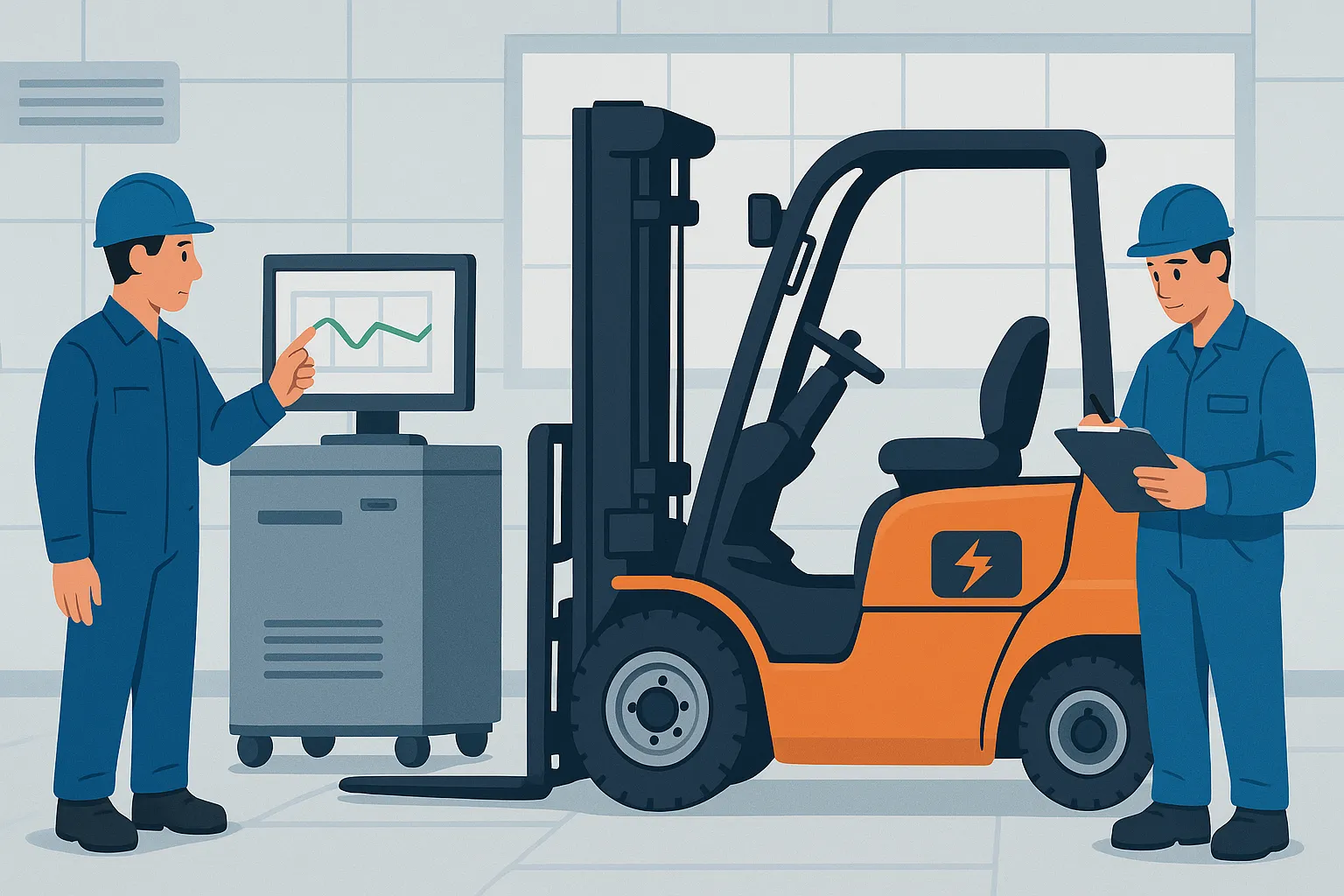 Quy trình xem hàng hóa và lấy mẫu xe nâng điện