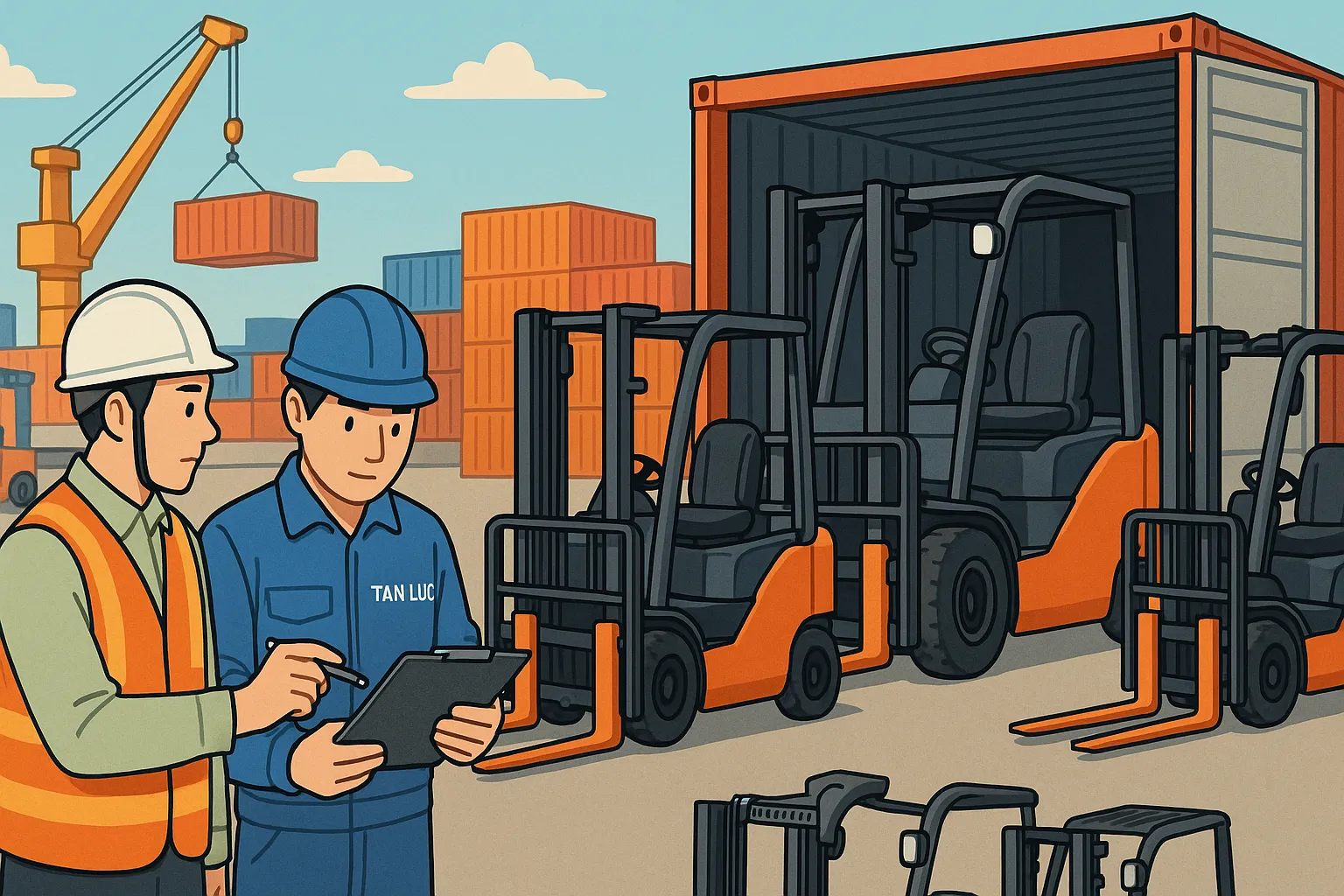 Xe nâng điện được nhập khẩu về cảng