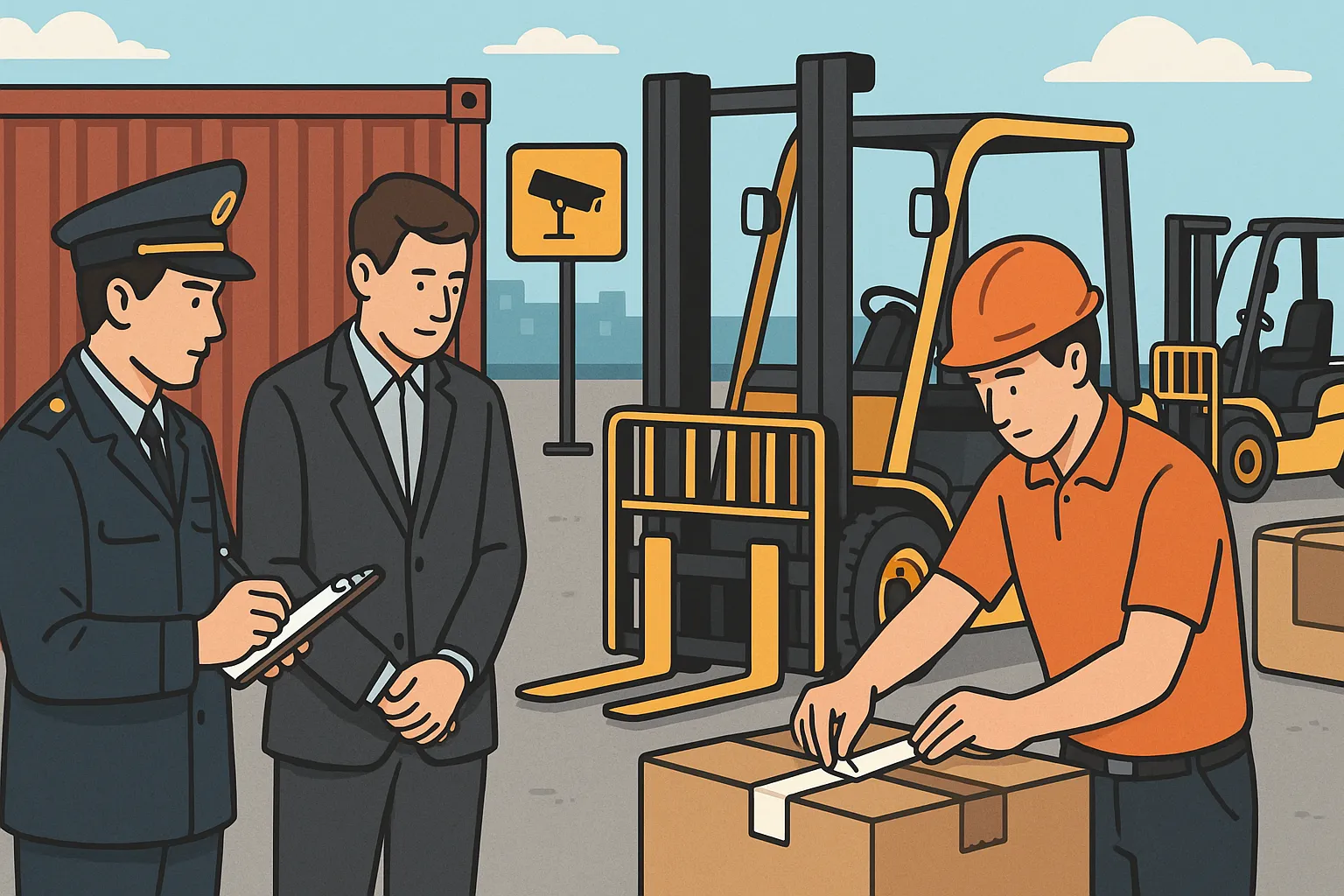 Xe nâng điện về đến cảng và được lưu kho