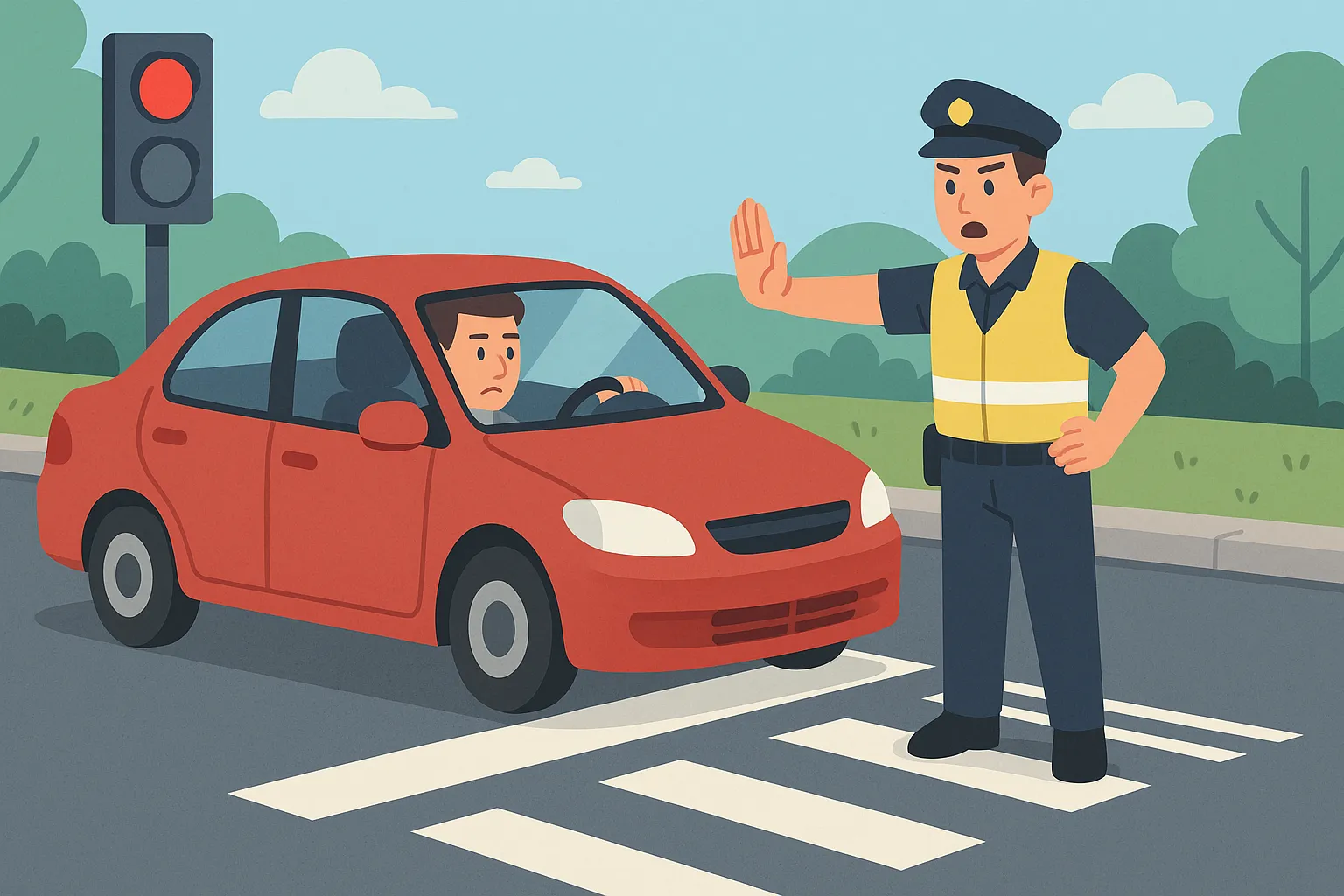 Xe ô tô đè vạch khi dừng đèn đỏ bị xử phạt bao nhiêu?