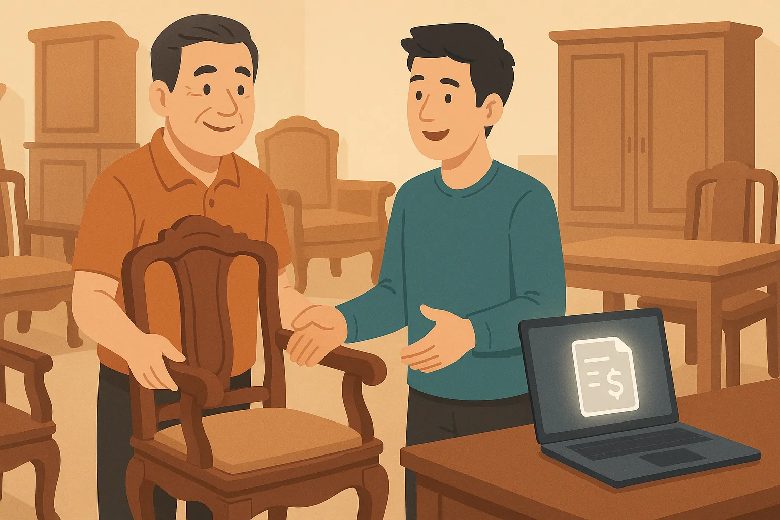 Anh Bình sử dụng hóa đơn điện tử có mã khi bán hàng nội thất