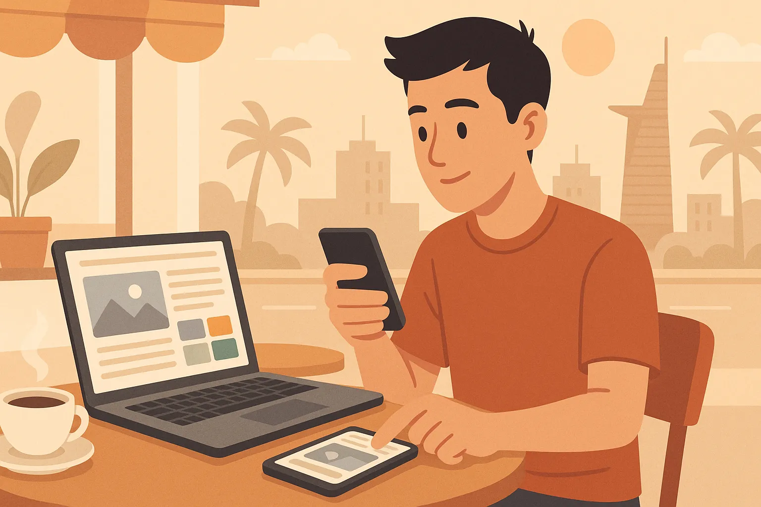 Bạn Minh thường xuyên đọc báo điện tử để cập nhật tin tức