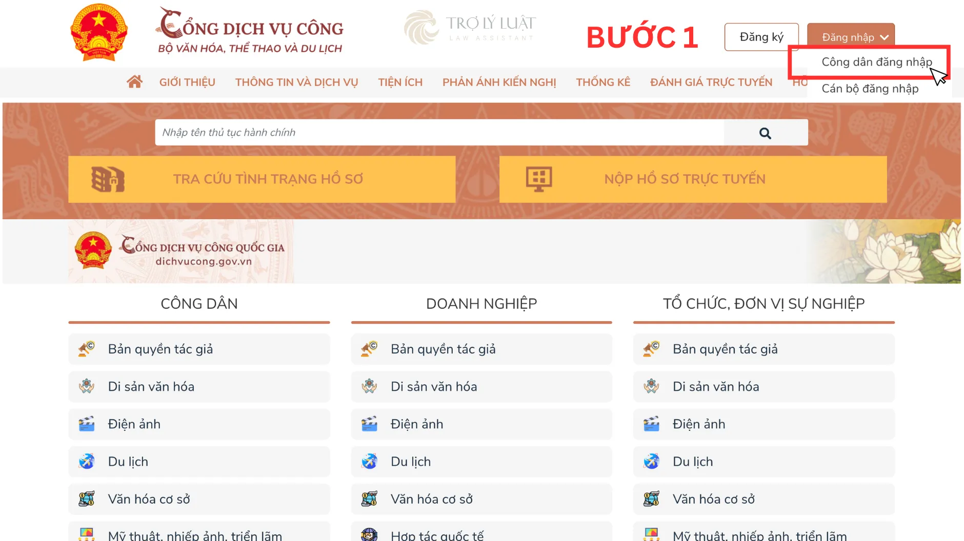 Bước 1: Truy cập vào hệ thống