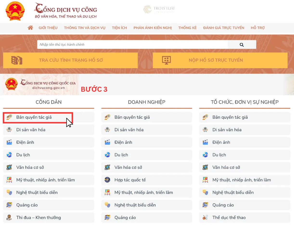Bước 3. Chọn vào phần Bản quyền tác giả