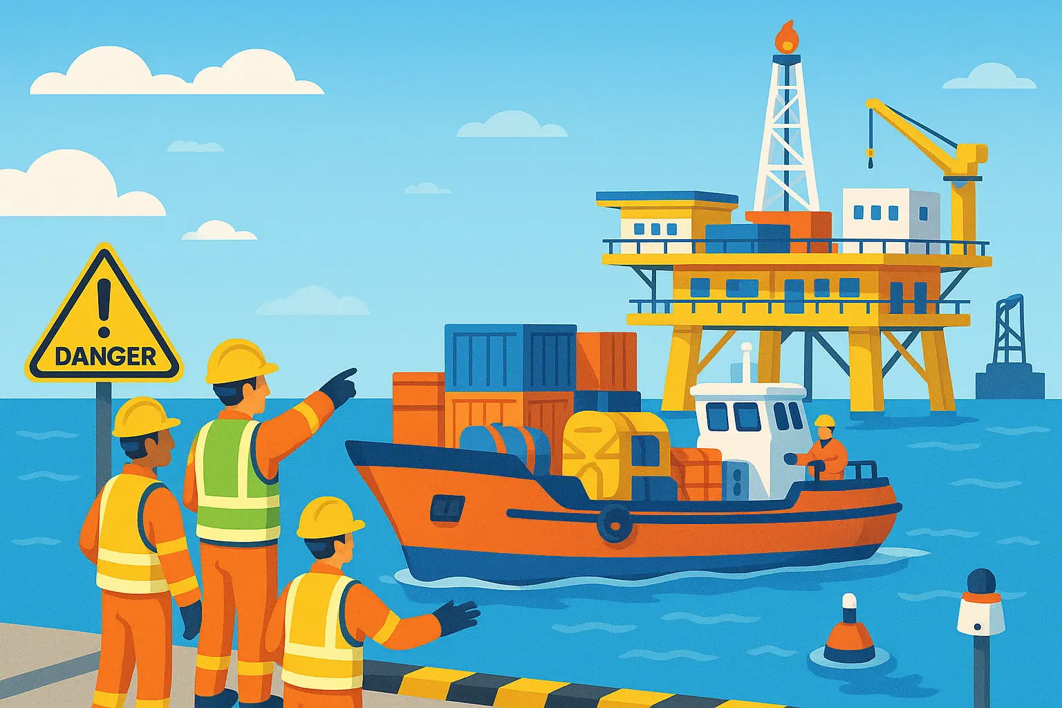 Phạm vi bảo vệ công trình cảng dầu khí ngoài khơi được xác định ra sao?