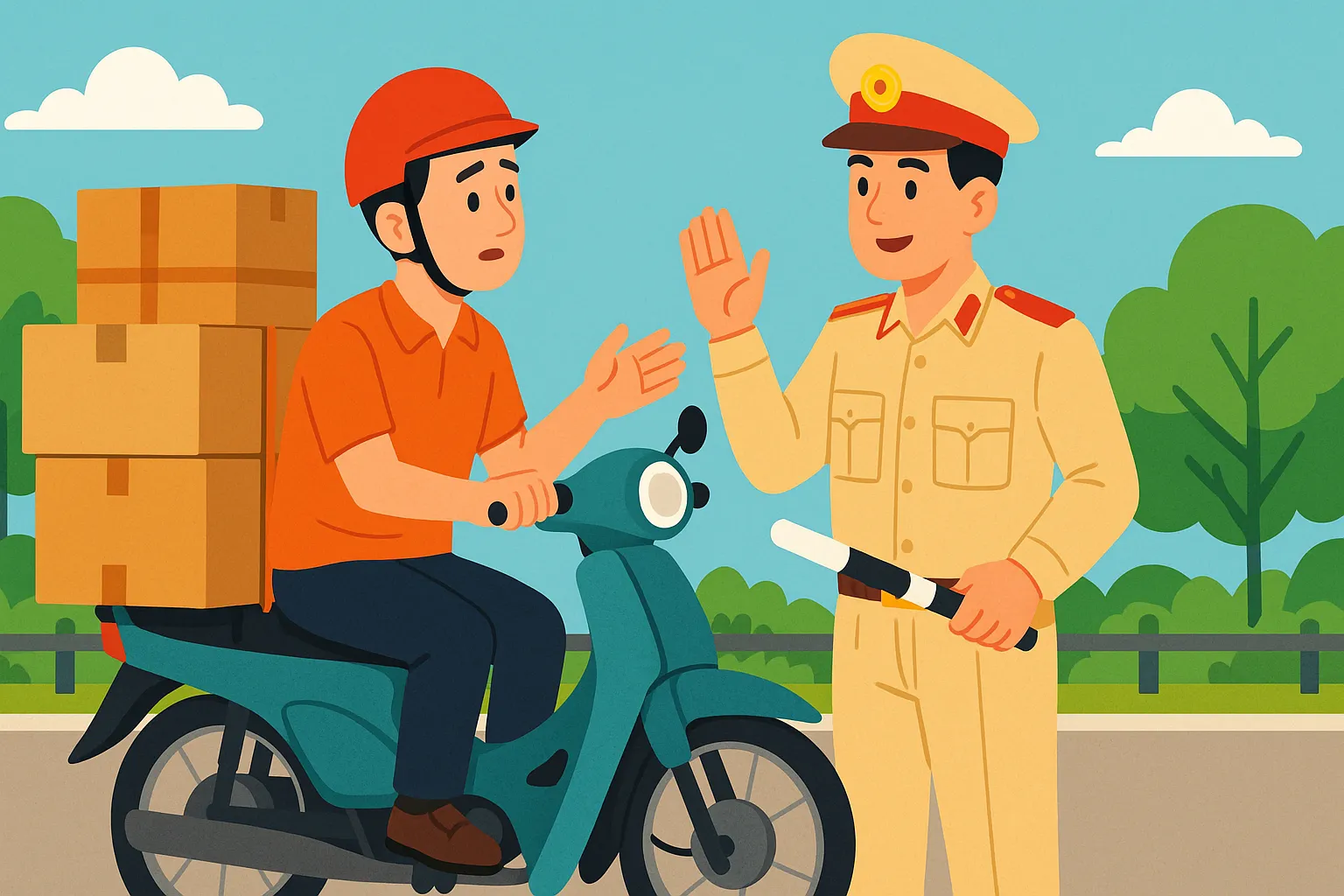 Xe máy được chở hàng hóa như thế nào thì đúng quy định?