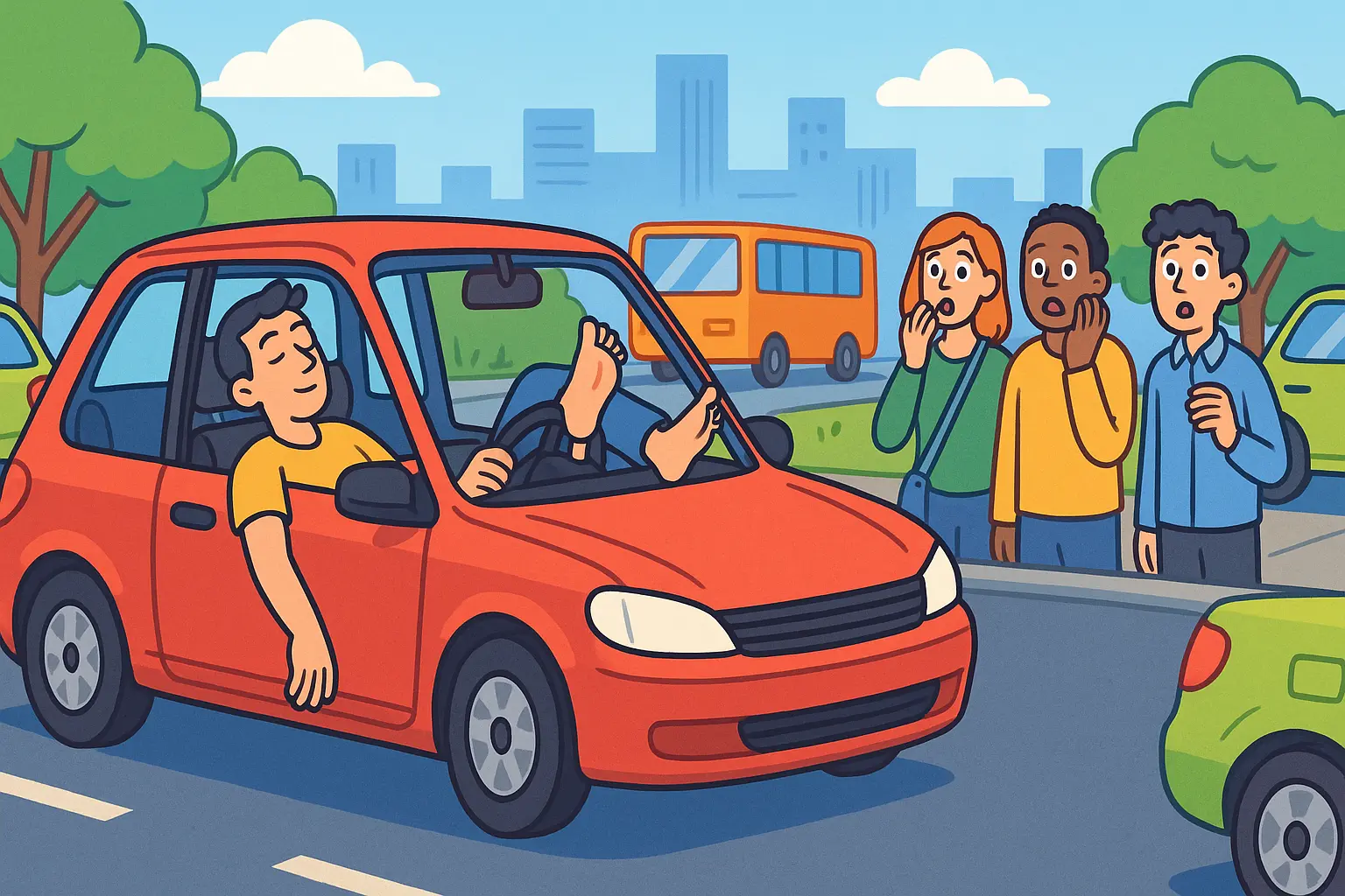 Dùng chân điều khiển vô lăng khi đang lái xe ô tô bị phạt bao nhiêu tiền?