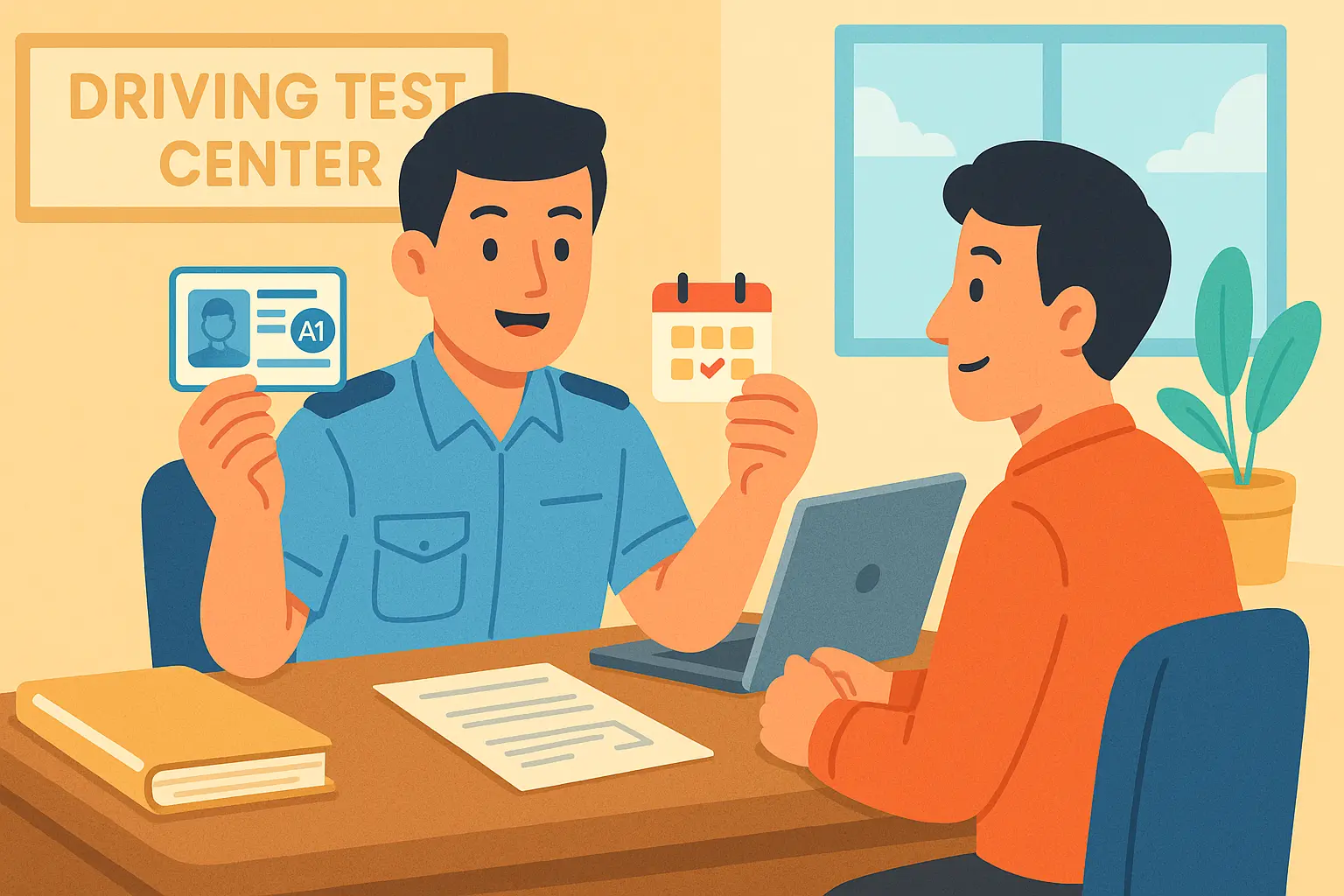 Anh Minh kiểm tra lại bằng lái xe A1 đã được cấp từ lâu