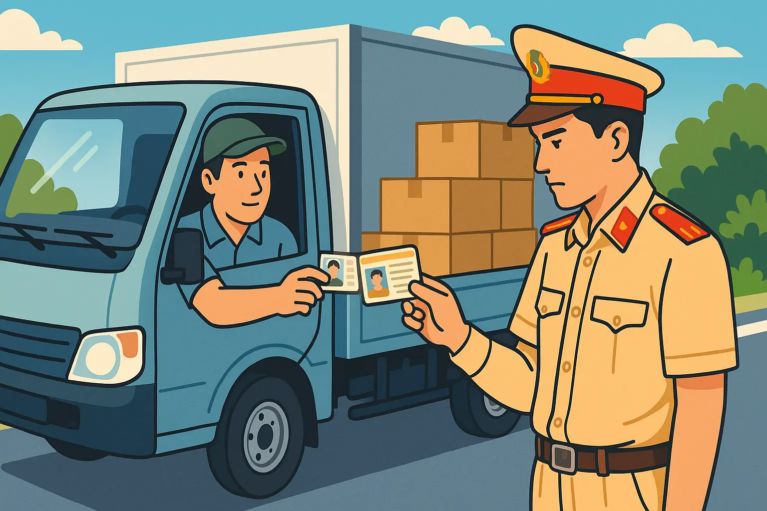 Anh Tuấn điều khiển xe tải khi bằng lái C1 đã hết hạn