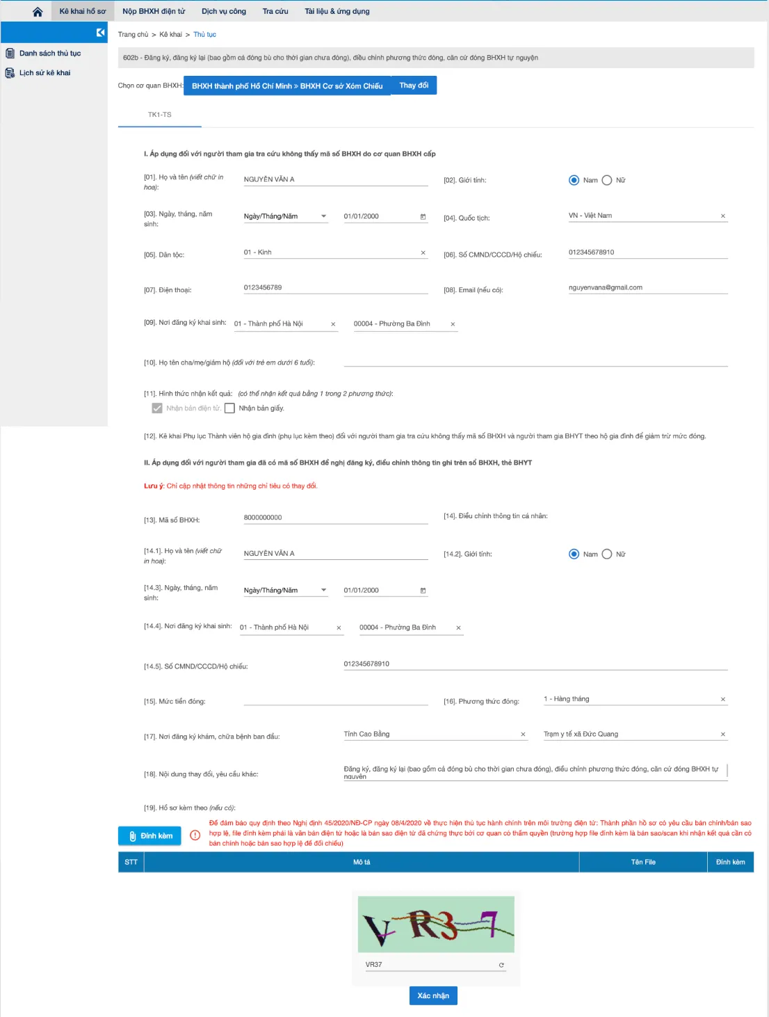 Điền thông tin cá nhân