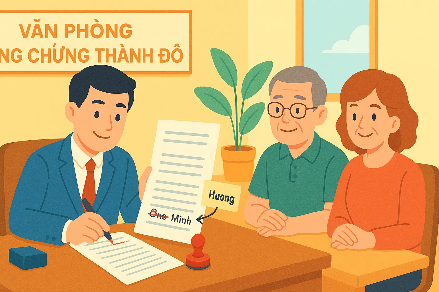 Công chứng viên sửa lỗi đánh máy trong hợp đồng mua bán nhà